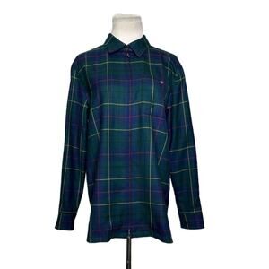 Pendleton green plaid virgin wool zippered jacket size small